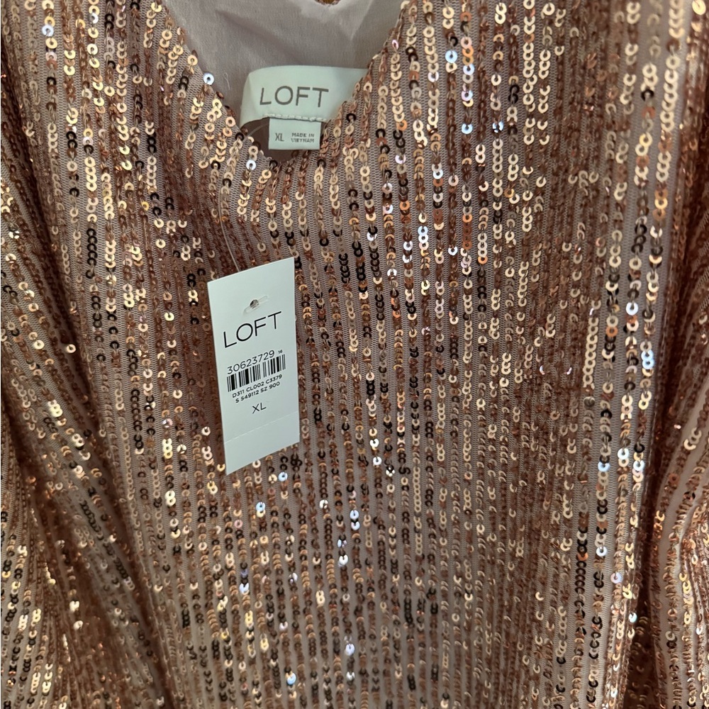 LOFT Sparkling Sequin Blouse in Copper